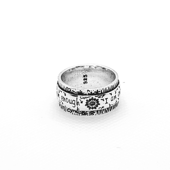 "I am enough" 925 Silver Ring - Picture 2 of 2